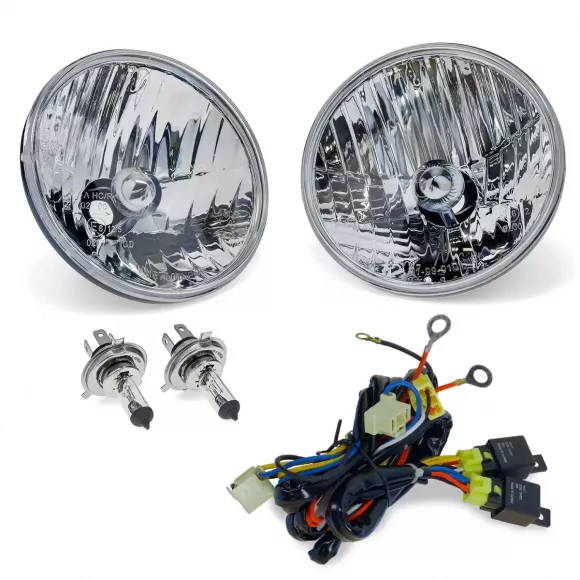 Clear H4 Headlight Kit w/Night Lighter Harness, 66-77 Ford Bronco